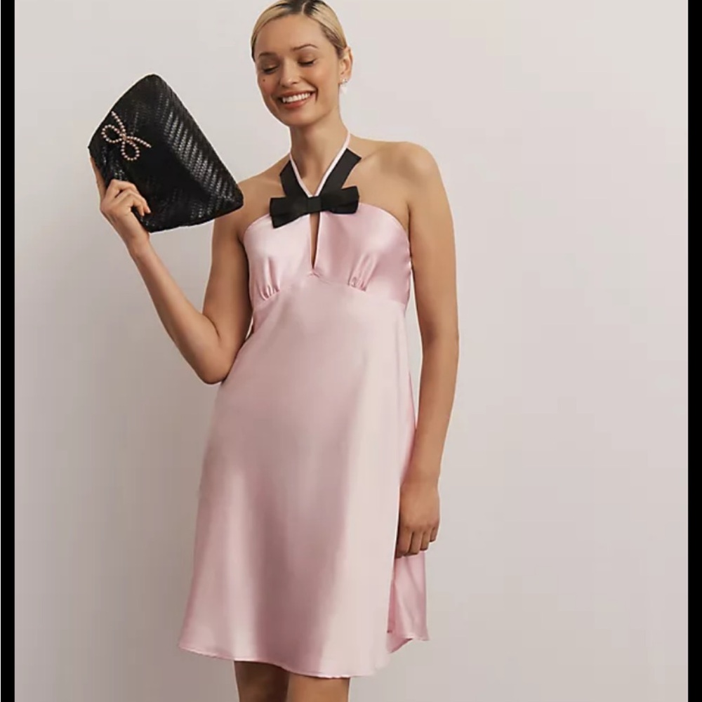 Anthropologie Bow Halter Mini Dress